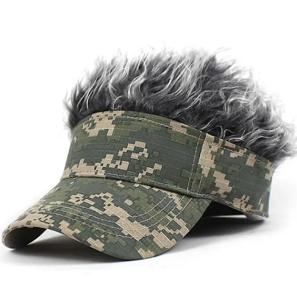 Golf Baseball Cap Med Falskt Hår Cap Solskärm Roliga Toupee Hattar Herr Spikade Green> Huvudbonader