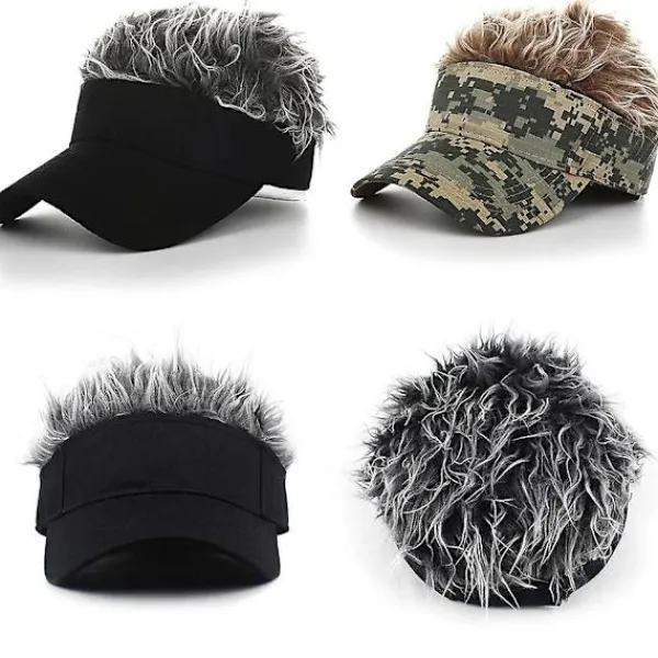 Golf Baseball Cap Med Falskt Hår Cap Solskärm Roliga Toupee Hattar Herr Spikade Green> Huvudbonader
