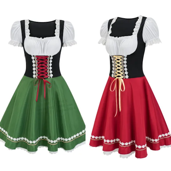 Gos- 2024 New Halloween Beer Girl Dress Shapesome Stage Show Costume Maid Dress L> Dräkter