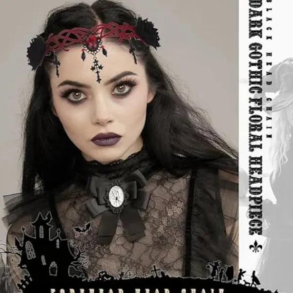 Gotisk Blommig Huvudbonad Halloween Hårband Vampyr Cosplay Kors Huvudbonad Hårclips Maskerad Cosplay Hårband för Kvinnor och Flickor> Huvudbonader