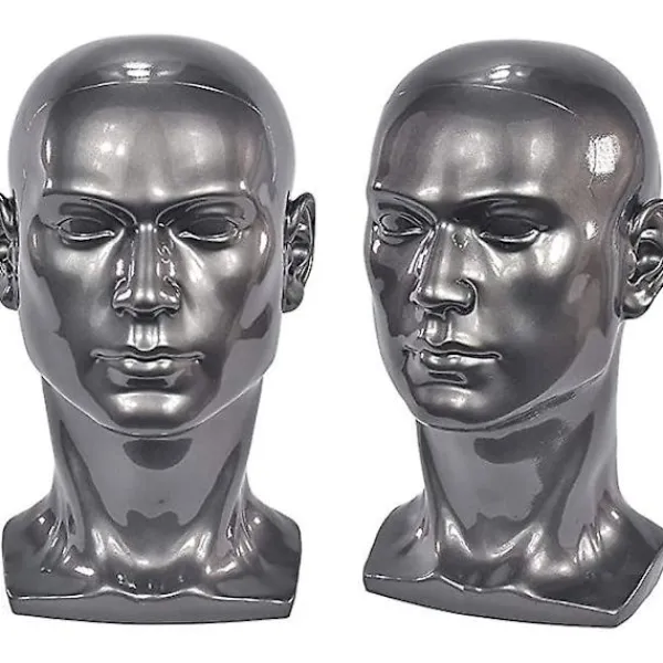 Grå glänsande Professionell Mannequin Head För Display Headset, Hörlurar, Spelkonsol, Hattar, Peruker Smycken L30hh> Huvudbonader