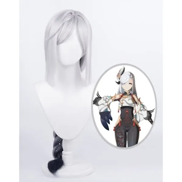 FMYSJ Grå Hästsvans Värmebeständig Peruk För Cosplay Anime Shenhe Peruker Halloween Kostym Peruker Grå - (FMY)> Peruker
