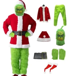 Grinchen Juldräktset för vuxna med mask - 7 delar [JUN] L> Dräkter