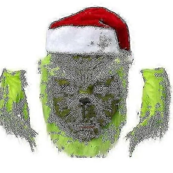 Grinchen Kostym Jul Cosplay Vuxen Tomtedräkt Set + Mask - DSW ONE SIZE> Masker