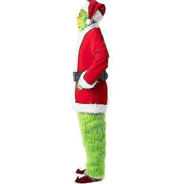 Grinch-kostym för julcosplay, vuxen Santa-kostym, set + mask - Perfekt XL> Dräkter