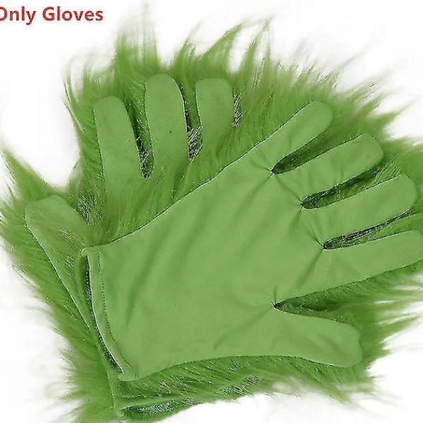 KOOLYOU Grön Grinch Mask Santa Grinch Cosplay Mask Med Handskar Juldräkt Cosplay rekvisita none> Dräkter