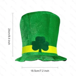 Grön sammetshamrockshatt för St Patrick's Day för män och kvinnor, irländsk festcosplay[D]><noscript><img width=