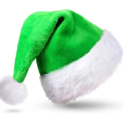 Grön sammetsluva tomte, lyxig julhatt för vuxna, tomteluvor för kvinnor och män, tomteluvor, juldekoration> Huvudbonader
