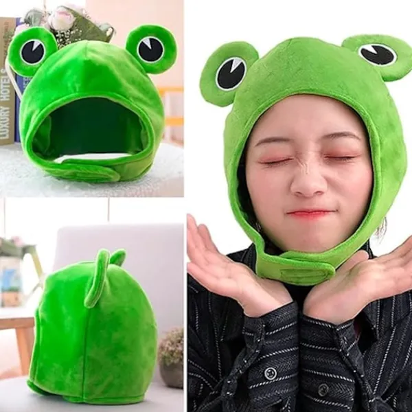 Groda Hatt med Stora Ögon Rolig Kostymhatt för Vuxna Nyhet Hatt Tecknad Plysch Groda Huvudbonad Mössa Söt Cosplay Kostym Utklädnad Hatt för Kvinnor Män | Fyndiq> Huvudbonader