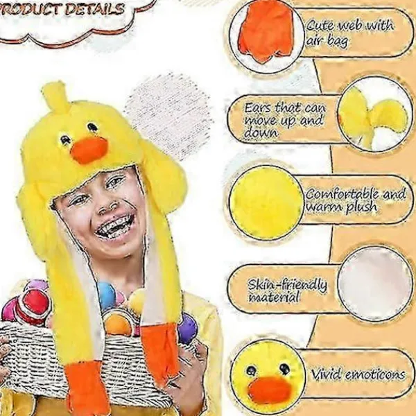 Gul Anka Hatt Plysch Öron Rörliga Hoppande Hattar Lång Mjuk Söt Djur Hatt Pop Up Öron Påskmössa Utklädnad Cosplay> Huvudbonader