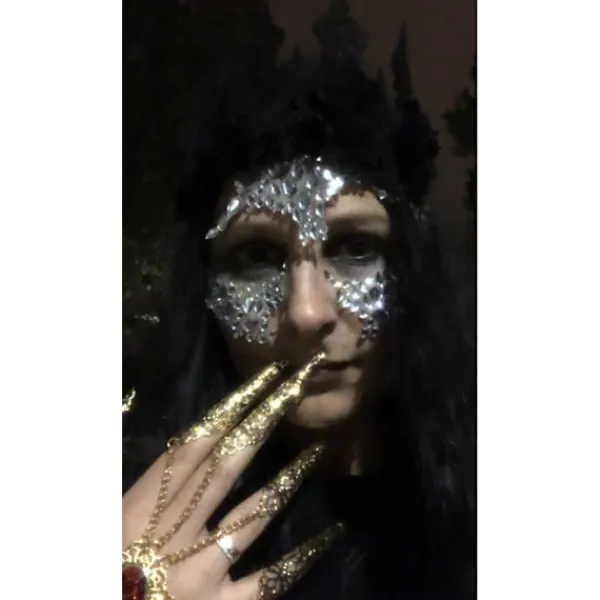 LAIQIANKUA Halloween 1 bit festlig skalle ansikte tänder smink klistermärke> Smink