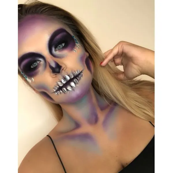 LAIQIANKUA Halloween 1 bit Skull Makeup Party Face Gem Sticker> Smink