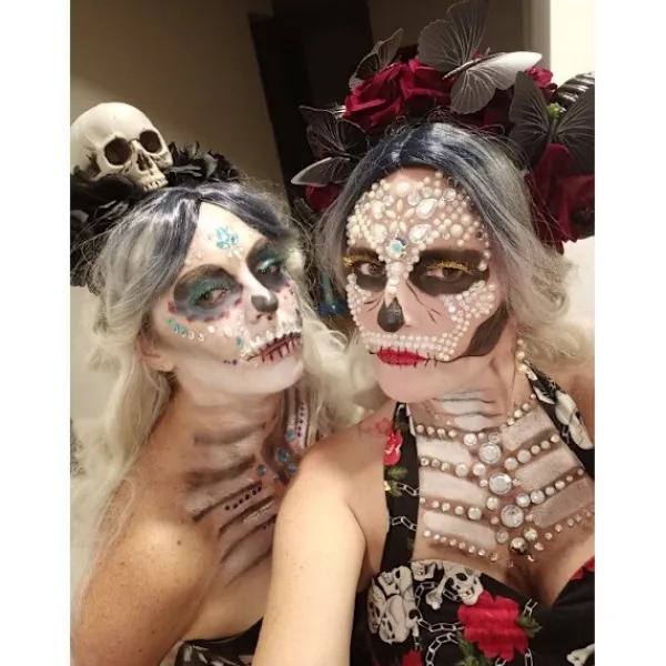 LAIQIANKUA Halloween 1 bit Skull Makeup Party Face Gem Sticker> Smink