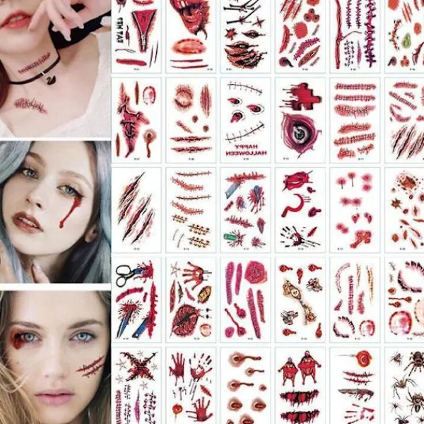 Otego Halloween - Sårtatuering / Tatuering stickers Nummer - 13> Smink