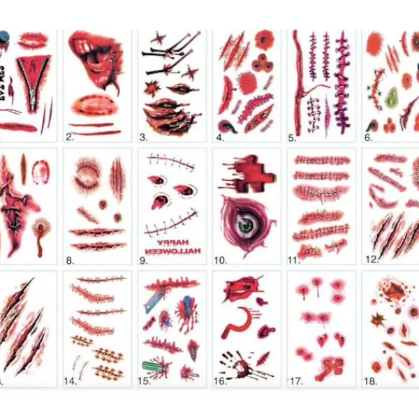 Otego Halloween - Sårtatuering / Tatuering stickers Nummer - 13> Smink