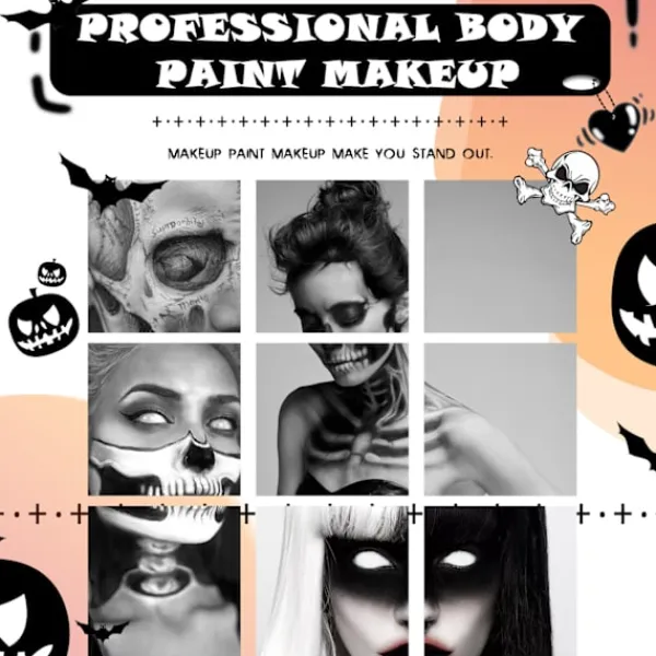 Xuigort Halloween ansiktsmålning kit svart och vitt högpigmenterad ansiktskroppsfärg för DIY cosplay temafester> Smink