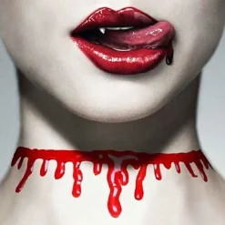 Maskeradjätten.se Halloween bloddroppande halsband blodvampyr vampyrhalsband one size> Dräkter