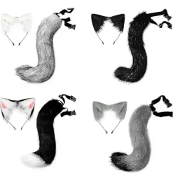 Halloween COS Simulerad Räv Plysch Svans Klädtillbehör Djur Svans Katt Öron Hår Rosett Huvudbonader><noscript><img width=