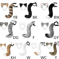 Halloween COS Simulerad Räv Plysch Svans Klädtillbehör Djur Svans Katt Öron Hårbåge Huvudbonader> Tillbehör