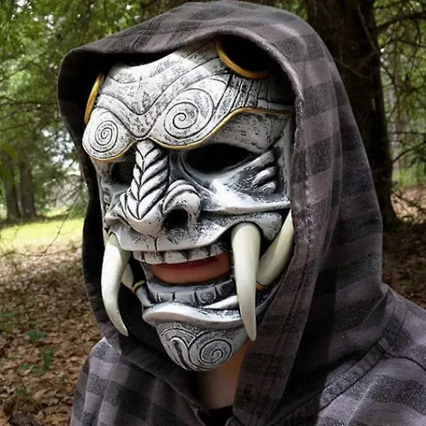 Halloween Cosplay Samurai Oni Mask Latex Huvudbonad Maskerad Mask> Masker