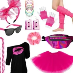 EURL Halloween Glow Party Set med Neonhalsband, Silikonarmband, Kjol och Laser Sport Midjeväska M><noscript><img width=