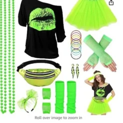 EURL Halloween Glow Party Set med Neonhalsband, Silikonarmband, Kjol och Laser Sport Midjeväska XL><noscript><img width=