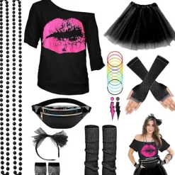 EURL Halloween Glow Party Set med Neonhalsband, Silikonarmband, Kjol och Laser Sport Midjeväska L><noscript><img width=