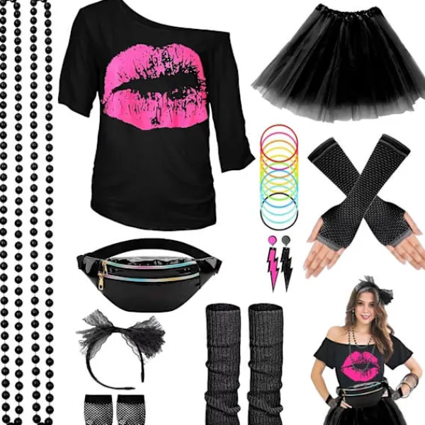 EURL Halloween Glow Party Set med Neonhalsband, Silikonarmband, Kjol och Laser Sport Midjeväska L> Dräkter
