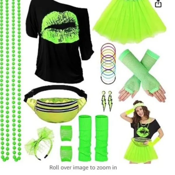 EURL Halloween Glow Party Set med Neonhalsband, Silikonarmband, Kjol och Laser Sport Midjeväska L> Dräkter
