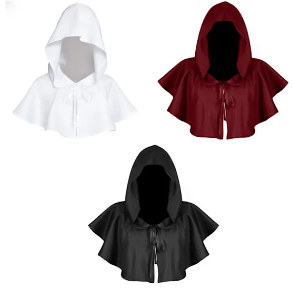 Halloween Huva Cape Sjal Polyester Medeltida Cowl Hat Foto Prop> Dräkter