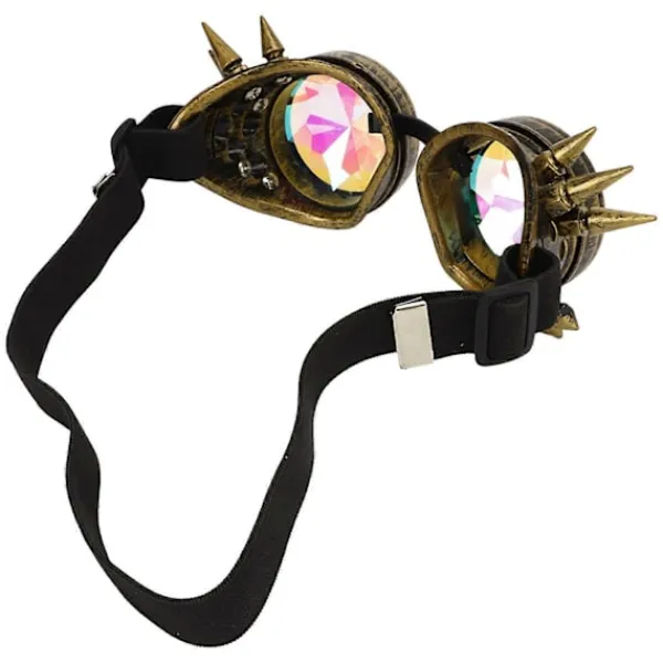 LEIGELE Halloween Kalejdoskop Rave Glasögon Regnbåge Kristall Linser Justerbara Trippy Psykedeliska Steampunk Glasögon (LGL)> Tillbehör