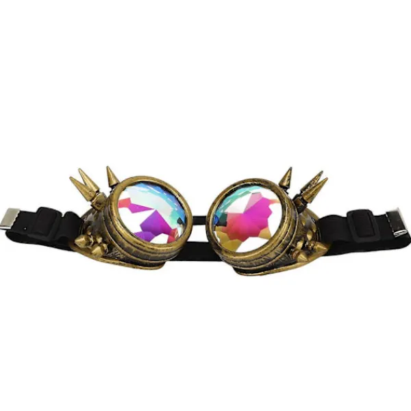LEIGELE Halloween Kalejdoskop Rave Glasögon Regnbåge Kristall Linser Justerbara Trippy Psykedeliska Steampunk Glasögon (LGL)> Tillbehör