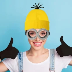 Halloween Kostym Mössa Hatt Minion Glasögon Handskar Maskerad Kostym Despicable Me Cosplay Tillbehör Vuxen{f2}><noscript><img width=