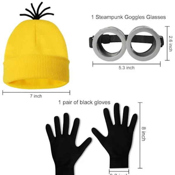 Halloween Kostym Mössa Hatt Minion Glasögon Handskar Maskerad Kostym Despicable Me Cosplay Tillbehör Vuxen{f2}> Tillbehör