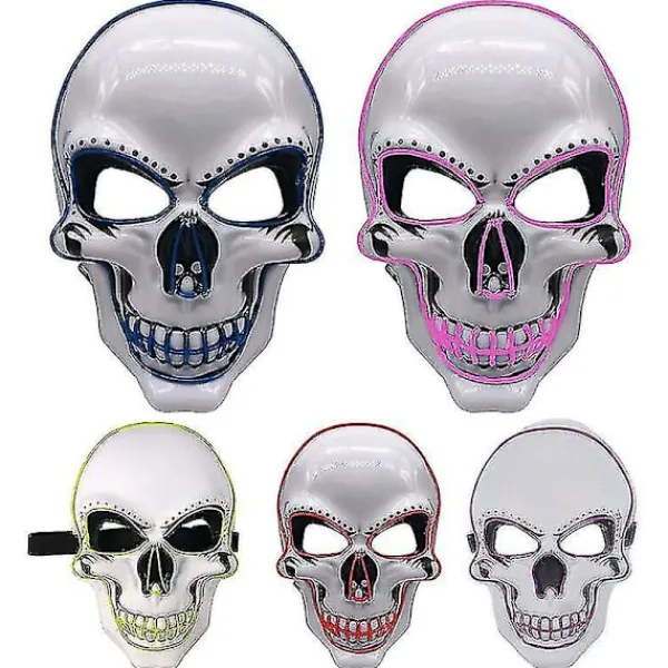 Halloween lysande dödskallemask Led läskig blixtmask El linjeljusmask Cosplay mask festkläder masktillbehör> Masker