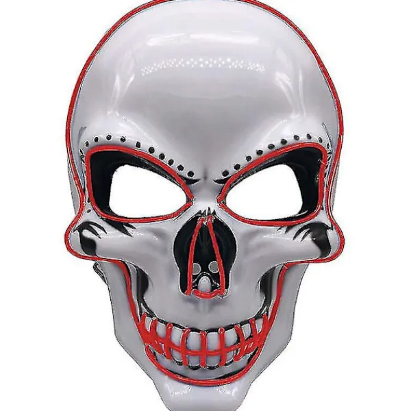 Halloween lysande dödskallemask Led läskig blixtmask El linjeljusmask Cosplay mask festkläder masktillbehör> Masker