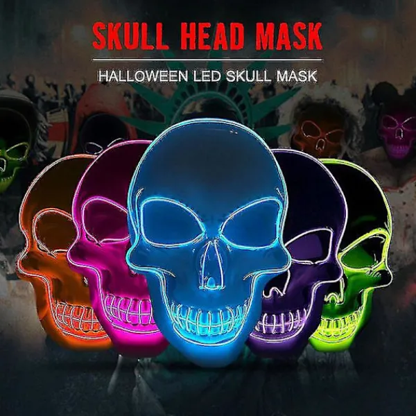 Halloween lysande dödskallemask Led läskig blixtmask El linjeljusmask Cosplay mask festkläder masktillbehör> Masker