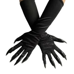 FMYSJ Halloween Tasshandskar Långa Fingernaglar Svarta Partyhandskar Kattklor Halloween Rekvisita Klor Handske Cosplay Kostymtillbehör (1 par, Svart) (FMY) | Fyndiq> Tillbehör