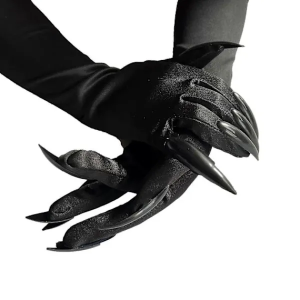 FMYSJ Halloween Tasshandskar Långa Fingernaglar Svarta Partyhandskar Kattklor Halloween Rekvisita Klor Handske Cosplay Kostymtillbehör (1 par, Svart) (FMY) | Fyndiq> Tillbehör