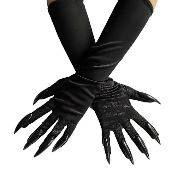 FMYSJ Halloween Tasshandskar Långa Fingernaglar Svarta Partyhandskar Kattklor Halloween Rekvisita Klor Handske Cosplay Kostymtillbehör (1 par, Svart) (FMY) | Fyndiq> Tillbehör