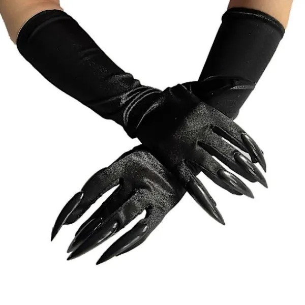 FMYSJ Halloween Tasshandskar Långa Fingernaglar Svarta Partyhandskar Kattklor Halloween Rekvisita Klor Handske Cosplay Kostymtillbehör (1 par, Svart) (FMY) | Fyndiq> Tillbehör