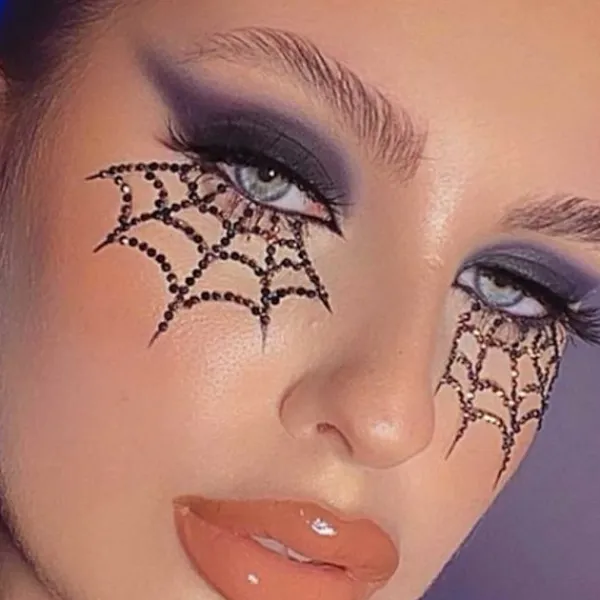 LAIQIANKUA Halloweenfest 4 delar / Svarta mörka ansikts- och kroppssmycken> Smink