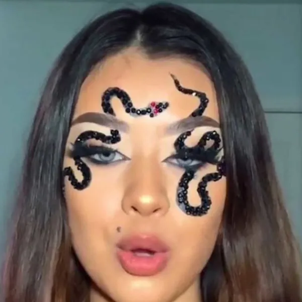 LAIQIANKUA Halloweenfest 4 delar / Svarta mörka ansikts- och kroppssmycken> Smink