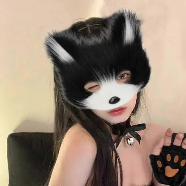 Halloween-maskuppsättning med katt, räv och varg, pälskostym, rävkostym, cosplaykostym, Halloween, rävsvans cosplay, Halloween-rävmask, karneval Halloween-fest | Fyndiq> Tillbehör