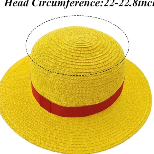 WAIDFU Halmhatt Madeline Hat Cospaly Monkey D Lufy Performance Props Gula Halmhattar Head Circumference 52 cm> Huvudbonader