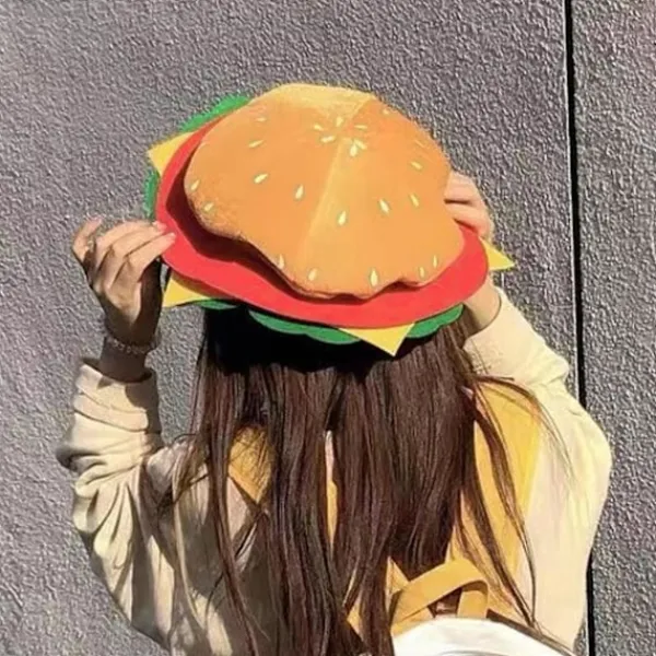 FMYSJ Hamburgerhatt för vuxna, söt rolig realistisk mysig stretchig kostymaccessoar mjuk herr dam snabbmat hamburgerkeps för present (FMY) One Size | Fyndiq> Huvudbonader