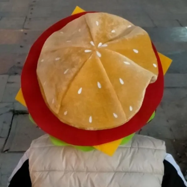 FMYSJ Hamburgerhatt för vuxna, söt rolig realistisk mysig stretchig kostymaccessoar mjuk herr dam snabbmat hamburgerkeps för present (FMY) One Size | Fyndiq> Huvudbonader