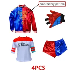 Harley Quinn-kostym Film Clown Flickor Kostym Halloween Vuxen Sexig Cosplay T-shirt Armband Pistolhölster Tillbehör 0 0 L(60-65CM)> Dräkter