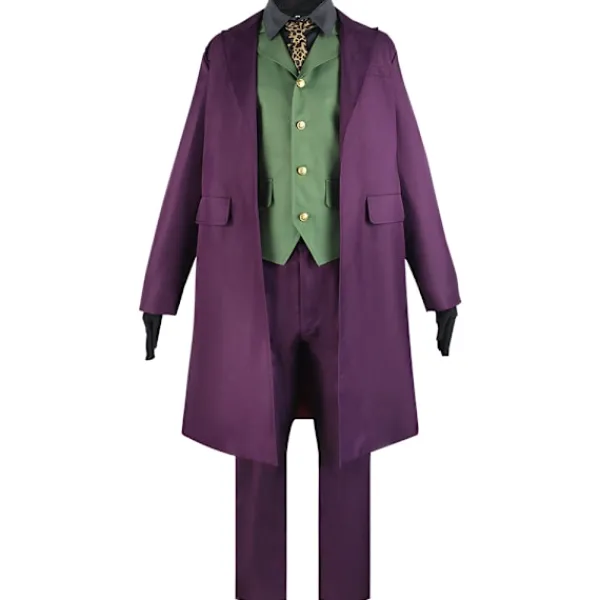 Heath Ledger Cosplay Kostym Halloween Män Film The Dark Knight Joker Kostym Lila Jacka Komplett Set M> Dräkter