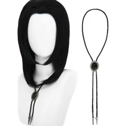 unbranded Herr Vincent Vega Peruk med 1 Halsband Kort Svart> Peruker